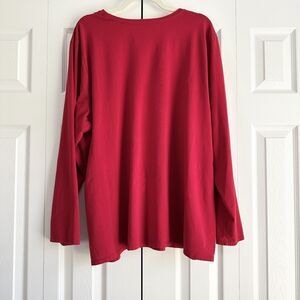 Pure Jill Red Stretch Cotton Crew Neck Long Sleeve Tee 3X Plus Size Casual Core